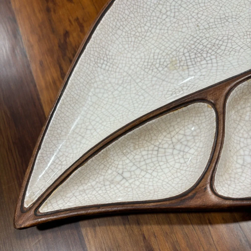 1960’s Treasure Craft USA MCM Leaf Snack Dish